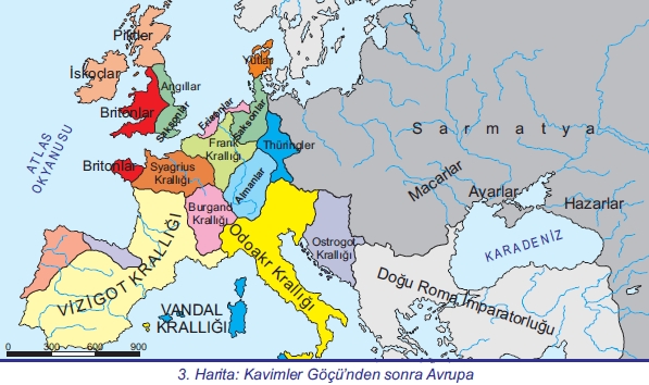 Kavimler Göçünden Sonra Avrupa Haritası